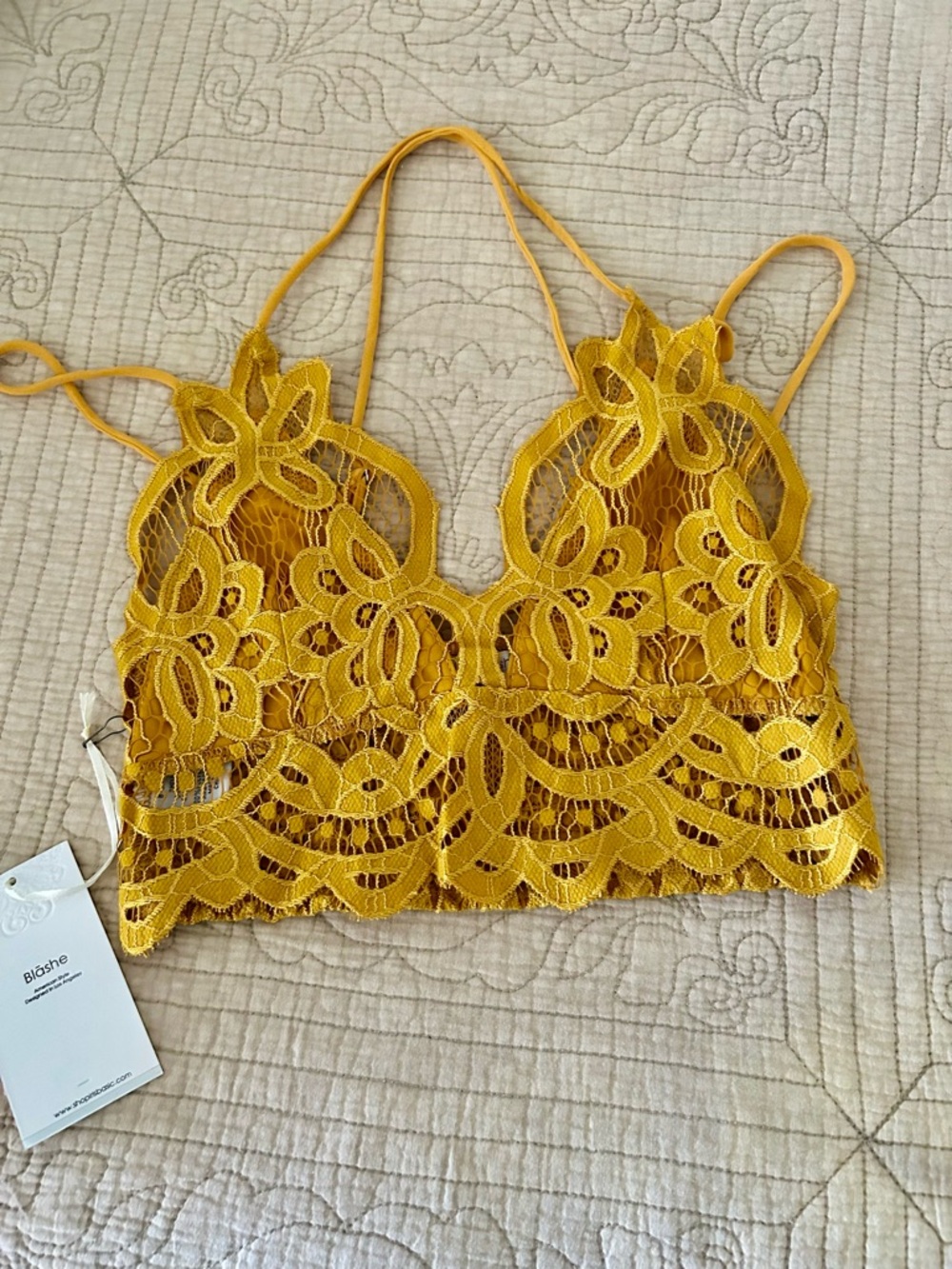 Yellow Lace Bralette Crop Top